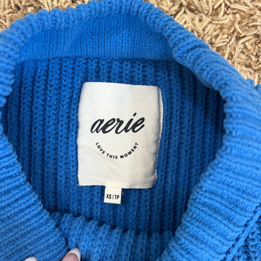 Aerie Blue Oversized Knit Sweater Size XS! - Picture 2 of 4